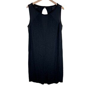 Gestuz Black Mesh Linen Blend Sleeveless Open Back Shift Dress